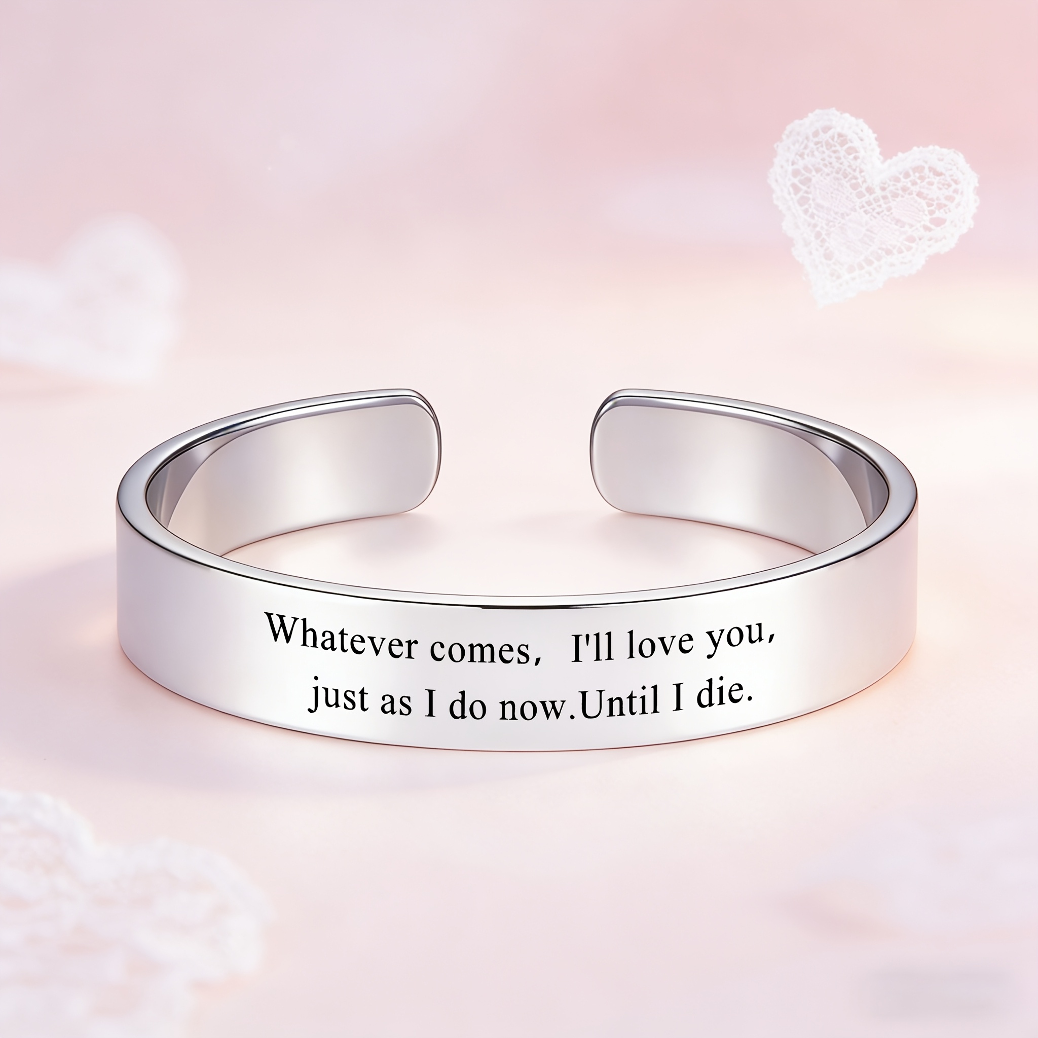 Inspirational Love Quotes 304 Stainless Steel Open Bracelet